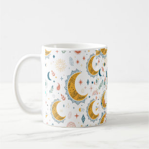 Himmlisches Mond Sterne Boho Muster Kaffeetasse