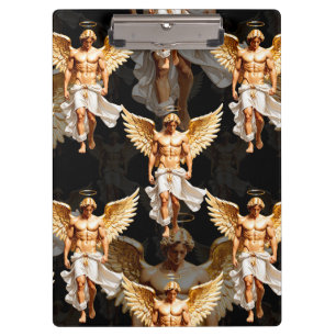 Himmlisches Musterdesign mit goldenen Engeln Klemmbrett