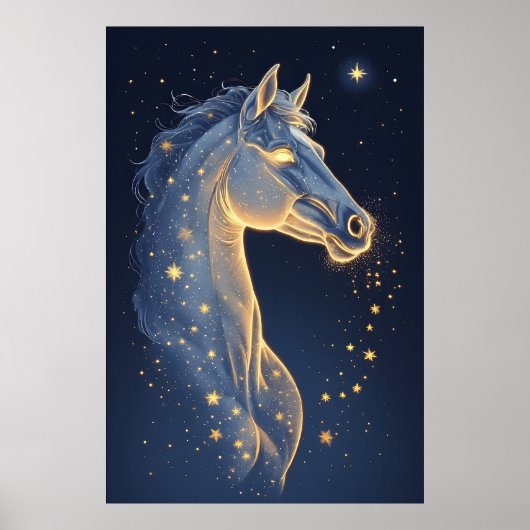 🌌 Himmlisches Pferd des Sternenlicht-Nachthimmels Poster (Vorne)
