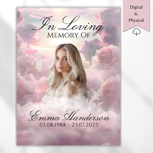 Himmlisches Pink Clouds Memorial-Zeichen Poster