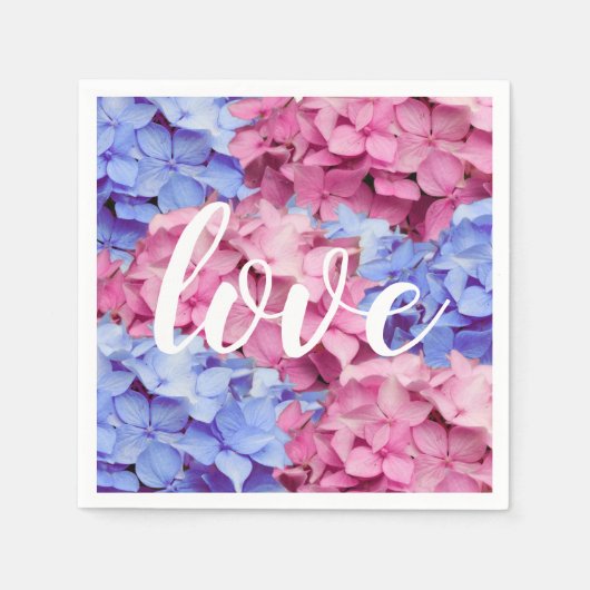 Himmlisches Pink und Baby Blue Hydrangeas Serviette (Vorderseite)