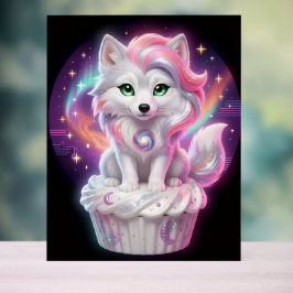 Himmlisches Poster mit Fuchsjungem als Wächter der