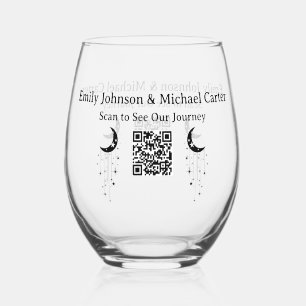 Himmlisches QR-Hochzeitsgeschenk Stemless Weinglas Ohne Stiel
