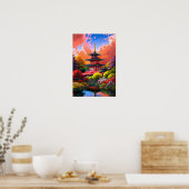 Himmlisches Retreat, japanische Pagode Poster (Küche)
