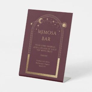 Himmlisches Rot Gold Mimosa Bar Sonne Mond Sterne  Sockelschild