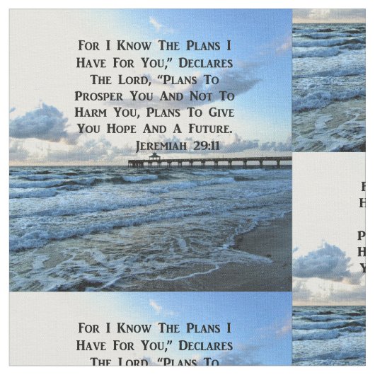 HIMMLISCHES SCRIPTURE-DESIGN JEREMIAH 29:11 STOFF (Nahaufnahme)