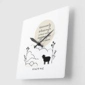 Himmlisches Segen-Gebet | Neutrale Farben | Schafe Quadratische Wanduhr (Winkel)