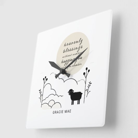 Himmlisches Segen-Gebet | Neutrale Farben | Schafe Quadratische Wanduhr (Winkel)