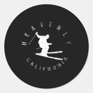 Himmlisches Skifahren Skifahren Winter C Runder Aufkleber