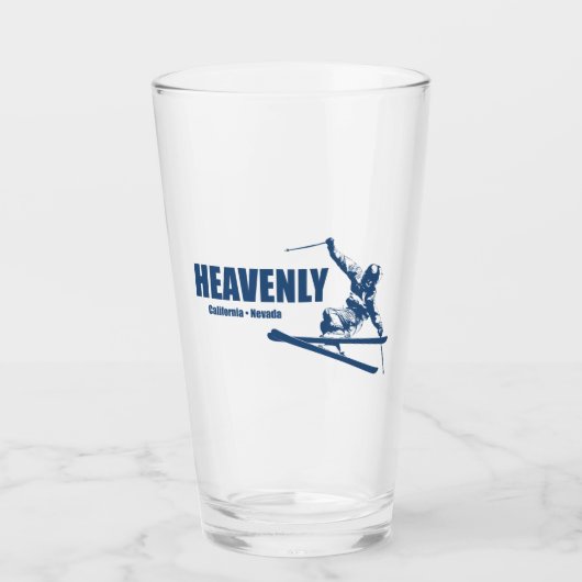 Himmlisches Skigebiet California Nevada Skier Glas (Vorderseite)