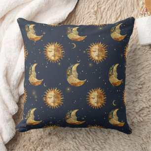 Himmlisches Sonne- und Mond-Gold-Sternennacht-Must Kissen