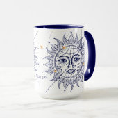 Himmlisches Sun-Marine-Blau u. Goldstern-Tasse Tasse (VorderseiteRechts)