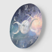 Himmlisches Universum Triple Moon Goddess Moonston Große Wanduhr (Winkel)