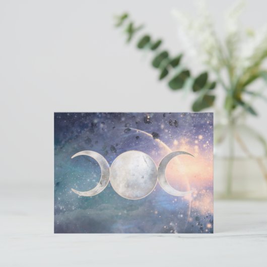Himmlisches Universum Triple Moon Goddess Moonston Postkarte (Stehend Vorderseite)