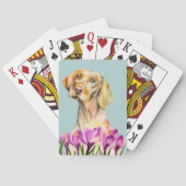 Himmlisches | Vizsla Hunde-und Krokus-Aquarell Spielkarten (Rückseite)
