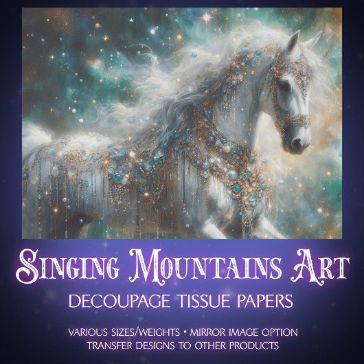 Himmlisches Weißes Pferd Magie Decoupage Seidenpapier