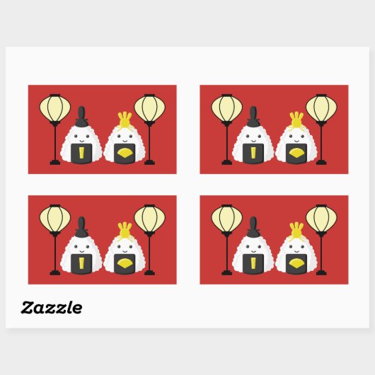 Hina Matsuri Onigiri Rechteckiger Aufkleber (Blatt)