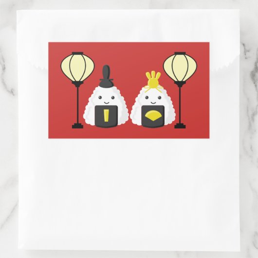 Hina Matsuri Onigiri Rechteckiger Aufkleber (Tasche)
