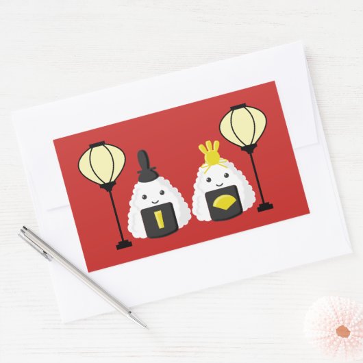 Hina Matsuri Onigiri Rechteckiger Aufkleber (Umschlag)