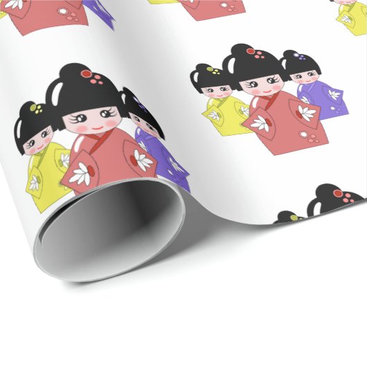 Hinamatsuri, Girls Day japanische Puppe Geschenkpapier (Rolleneckpunkt)