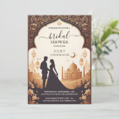 Hindi Henna Mehndi Indian Style Brautparty Einladung (Stehend Vorderseite)