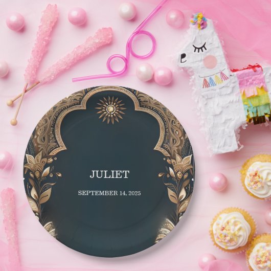 Hindi Henna Mehndi Indian Style Brautparty Pappteller (Party)