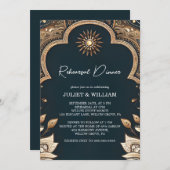 Hindi Henna Mehndi Indian Style Probe Dinner Einladung (Vorne/Hinten)