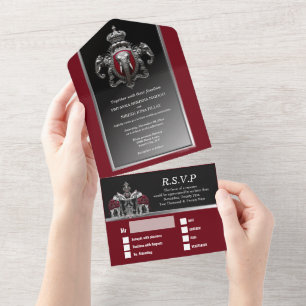 Hindi Hindu-Indianerelefanten Damassowi-Bordeaux-S All In One Einladung