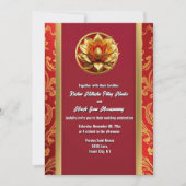 Hindi Hindu lotus Blume bordeauxrot, florenhaft, e Einladung (Vorderseite)