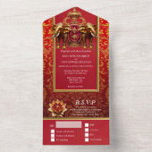 Hindi Hindu royal florale indianische Elefanten ro All In One Einladung (Innen Boden)