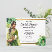 Hindi-Indianergold-Brautparty Einladung (Stehend Vorderseite)