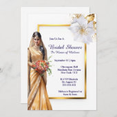 Hindi Mehndi indische Braut grünes Gold, weißes Br Einladung (Vorne/Hinten)