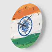 Hindi Sanskrit Numerals with Indian Tricolour Flag Große Wanduhr (Winkel)