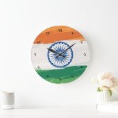 Hindi Sanskrit Numerals with Indian Tricolour Flag Große Wanduhr (Zuhause)
