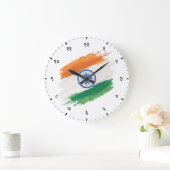 Hindi Sanskrit Numerals with Indian Tricolour Flag Große Wanduhr (Zuhause)