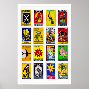 Hindi-Streichholzschachtel-Etiketten-Raster, Vinta Poster