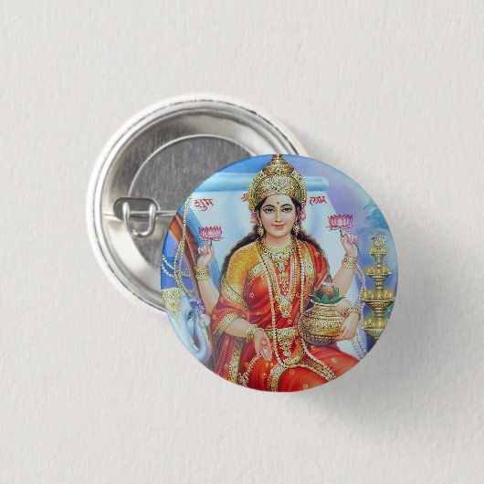 Hindische Göttin Lakshmi Devi Button (Vorne & Hinten)
