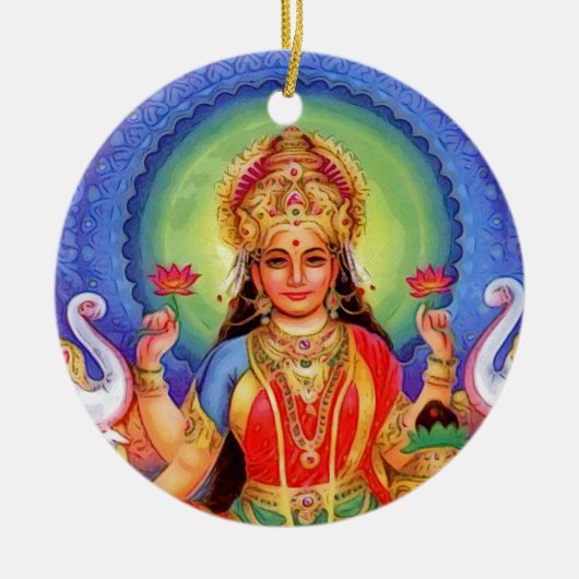 Hindische Göttin Lakshmi Maa Keramik Ornament (Vorne)