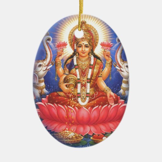 Hindische Göttin Laxmi Devi Mata Keramik Ornament (Vorne)