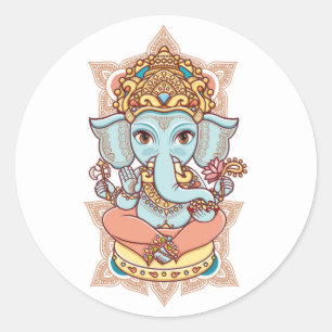 Hindischer Elefant Gott-Lord Ganesh. Runder Aufkleber