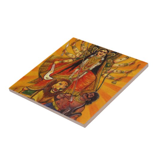 HINDISCHER SIEG DER GÖTTIN-DURGA ÜBER ÜBEL FLIESE (Seite)