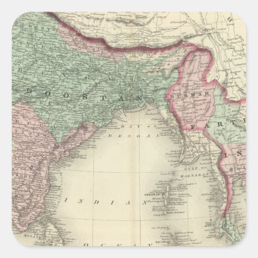 Hindoostan und Farther India Quadratischer Aufkleber (Vorderseite)