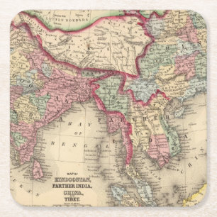 Hindoostan, weiteres Indien, China, Tibet Rechteckiger Pappuntersetzer