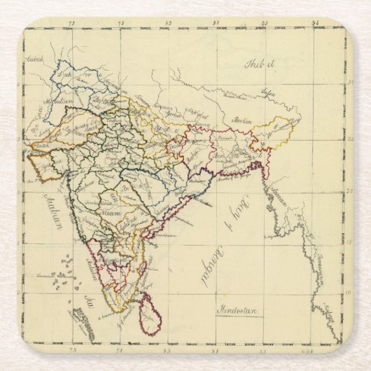 Hindostan Rechteckiger Pappuntersetzer (Vorderseite)