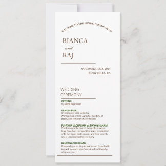 HINDU CEREMONY WEDING PROGRAMM