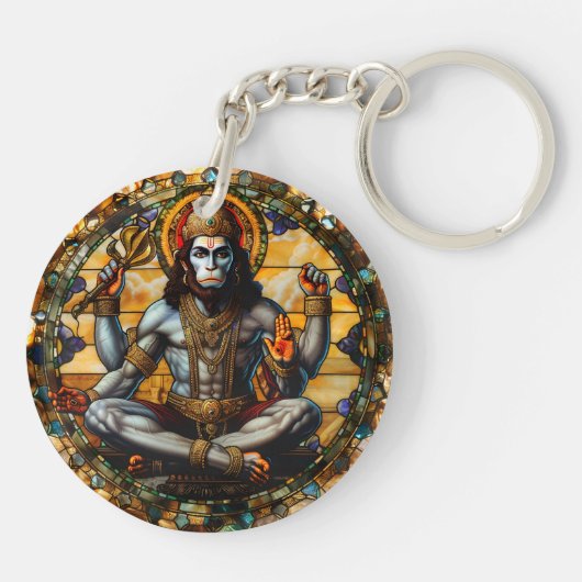 Hindu Deity Protection Hanuman, Spirituelle Energi Schlüsselanhänger (Rückseite)