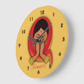 Hindu Frau mit Kopf Scarf Gruß in Namaste Große Wanduhr (Winkel)