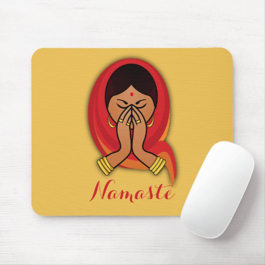 Hindu Frau mit Kopf Scarf Gruß in Namaste Mousepad (Mit Mouse)