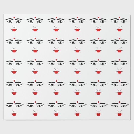 Hindu Frau Schwarz-weiß Red Bindi Mark Geschenkpapier (Flach)