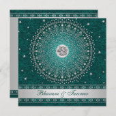 Hindu Ganesh Aquamarin, Silver Scrolls Wedding Ein Einladung (Vorne/Hinten)